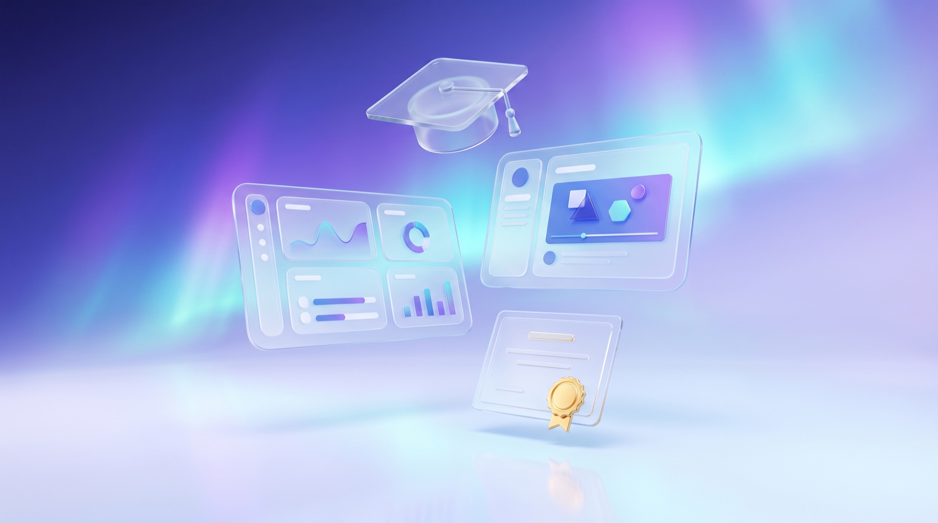 REEDAP — spatial glass dashboards, live courses and verified certificates